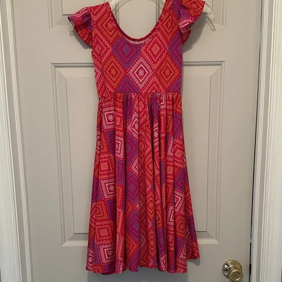 Girls Dress with Geometric Patterns - Picture 3 of 3
